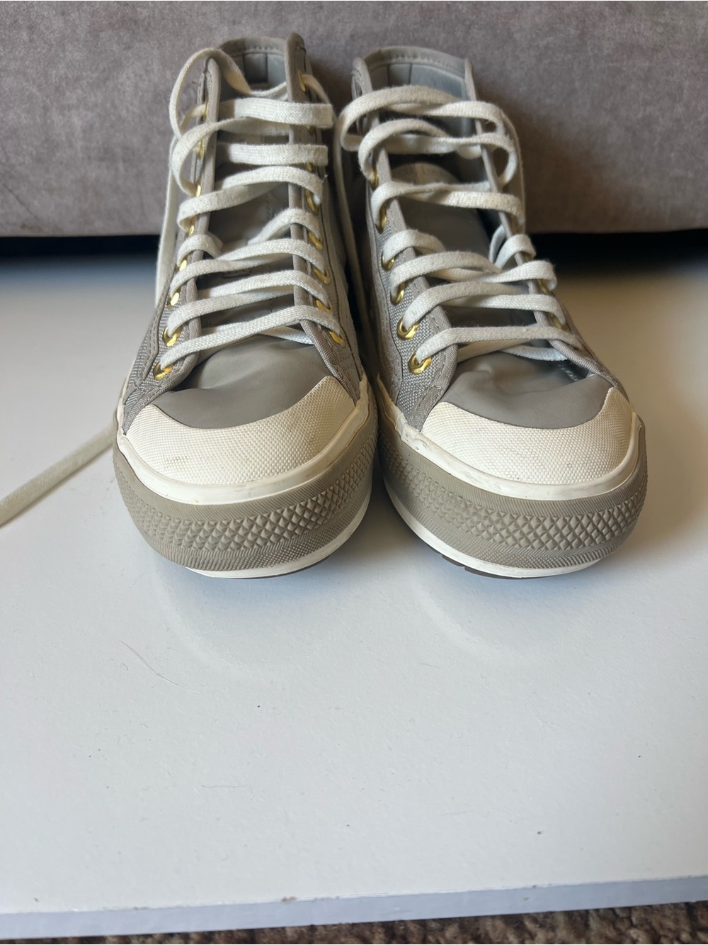 adidas Women's High-Top Sneakers in Light Gray and White - Picture 5 of 9
